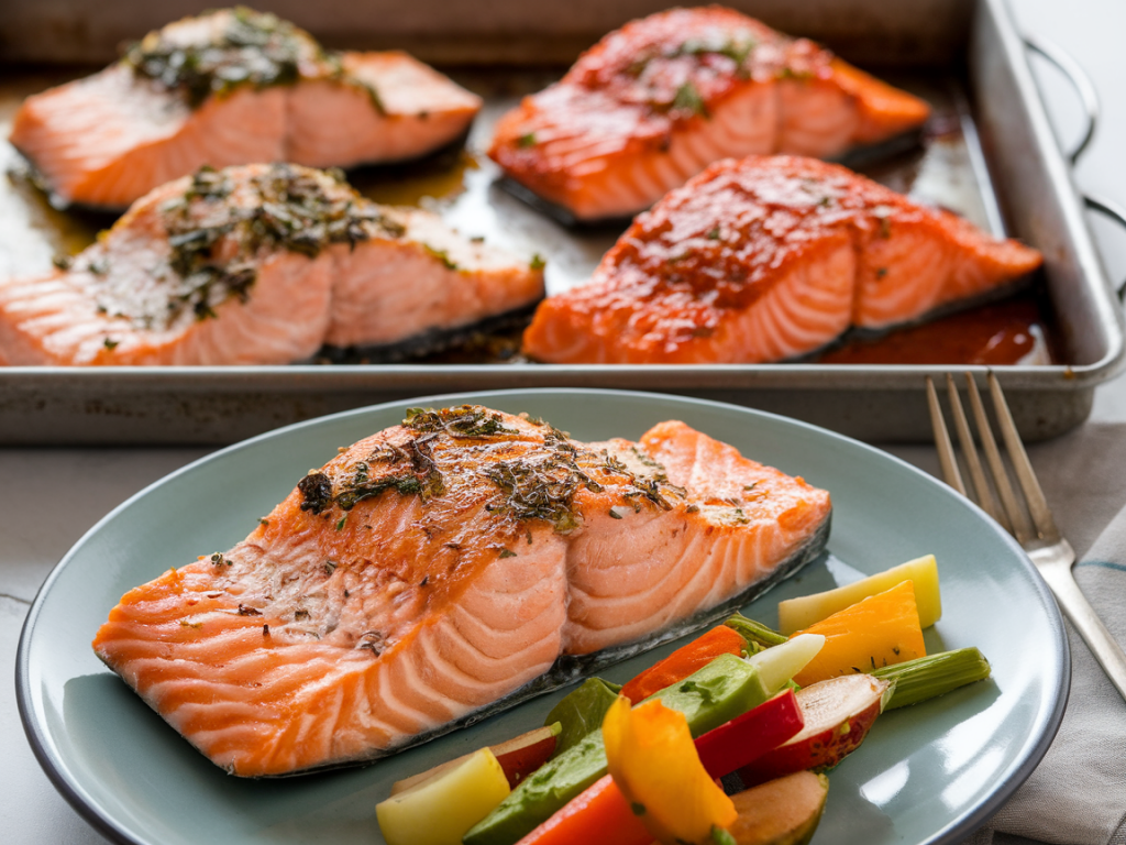 How to turn one tray of roasted salmon into four different weekday lunches with two simple sauces