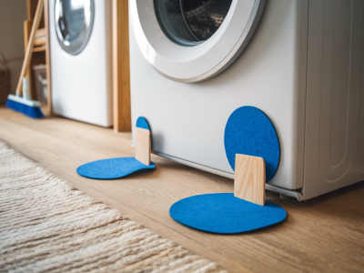 How to stop your washing machine thumping across wooden floors with felt pads, a plywood shim, and £10 fixes