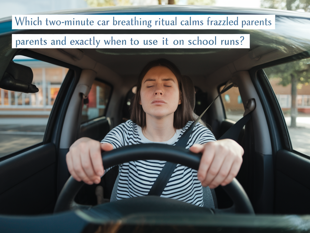 Which two‑minute car breathing ritual calms frazzled parents and exactly when to use it on school runs